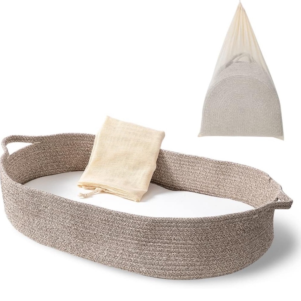 Beautiful Baby Changing Moses Basket and Mattress in Coffee Color